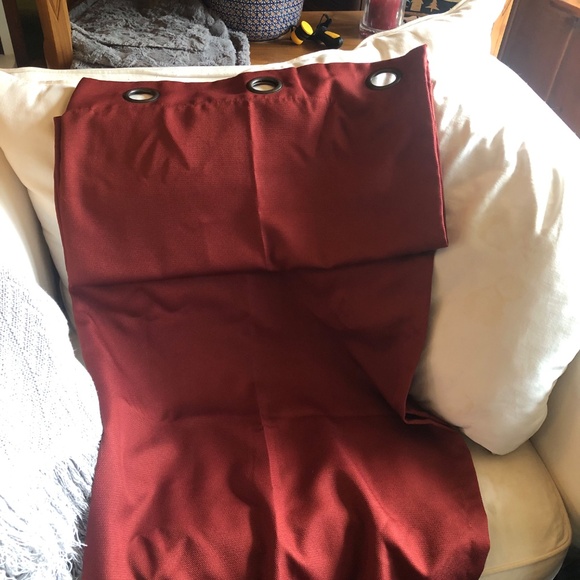 Four red curtains, antique brass hanging grommets, room darkening, 48 wide 63 lg - Picture 2 of 2